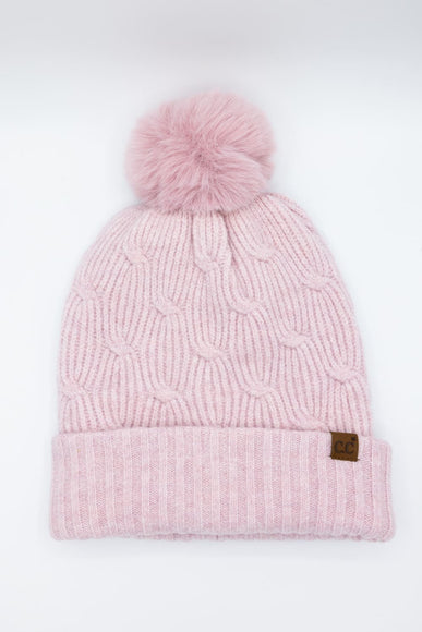 C.C. Knitted Pom Beanie for Women in Rose