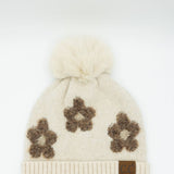 C.C. Daisy Pom Beanie for Women in Heather Beige