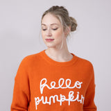 Hello Pumpkin Letter Sweater for Women in Burnt Orange