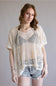 Crochet Tie Poncho for Women in Beige