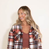 Plaid Oversized Shacket for Women in Orange