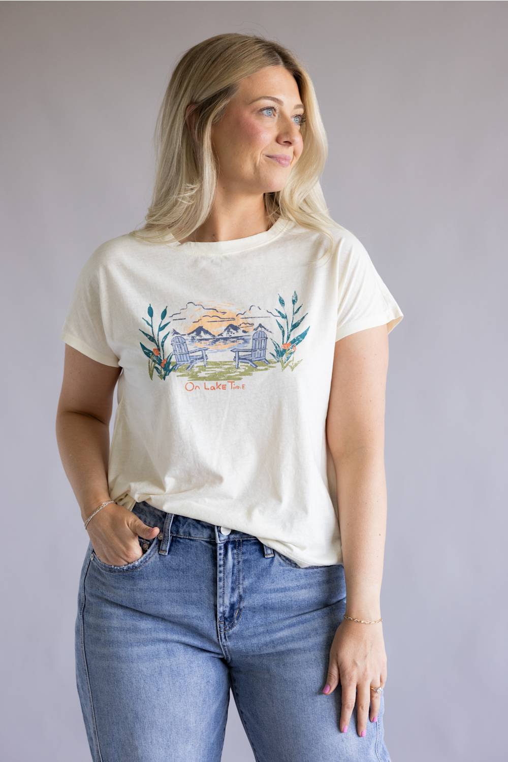 C&C California Lake Camille Tee for Women in White