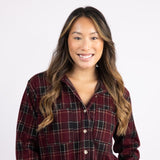 C&C California Marina Jacquard Plaid Button Up Shirt for Women in Red
