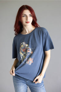 C&C California Toni Seaside Town Boxy Crew Tee for Women in Vintage Indigo
