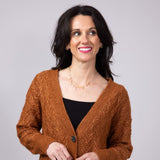 Cable Knit Button Front Cardigan for Women in Cinnamon Stick