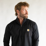 Carhartt Force Relaxed Fit Midweight Long Sleeve Quarter Zip Mock Neck T-Shirt for Men in Black