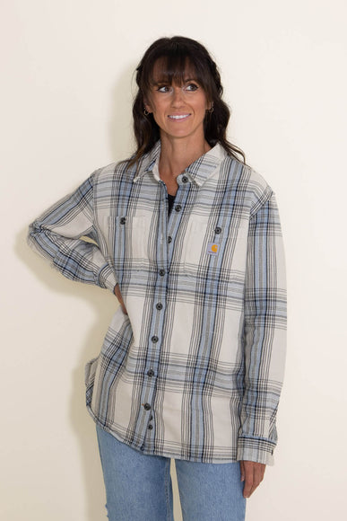 Carhartt Heavyweight Twill Shirt Jacket for Women in White/Blue