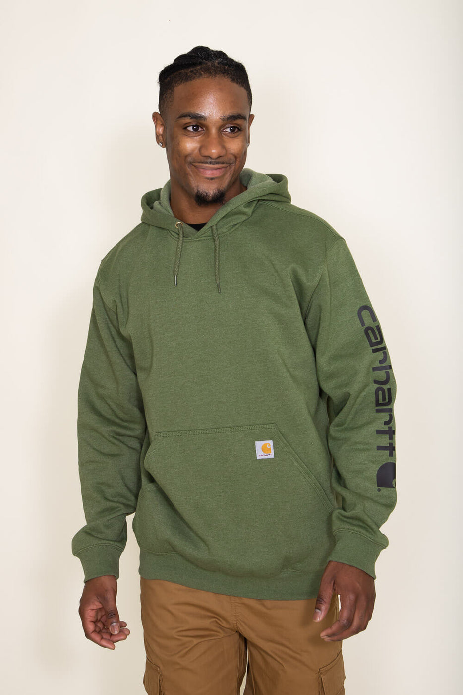 Carhartt Logo Sleeve Hoodie for Men in Green