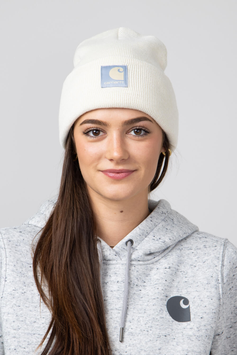 Carhartt Knit Satin Lined Beanies for Women in Oat Milk