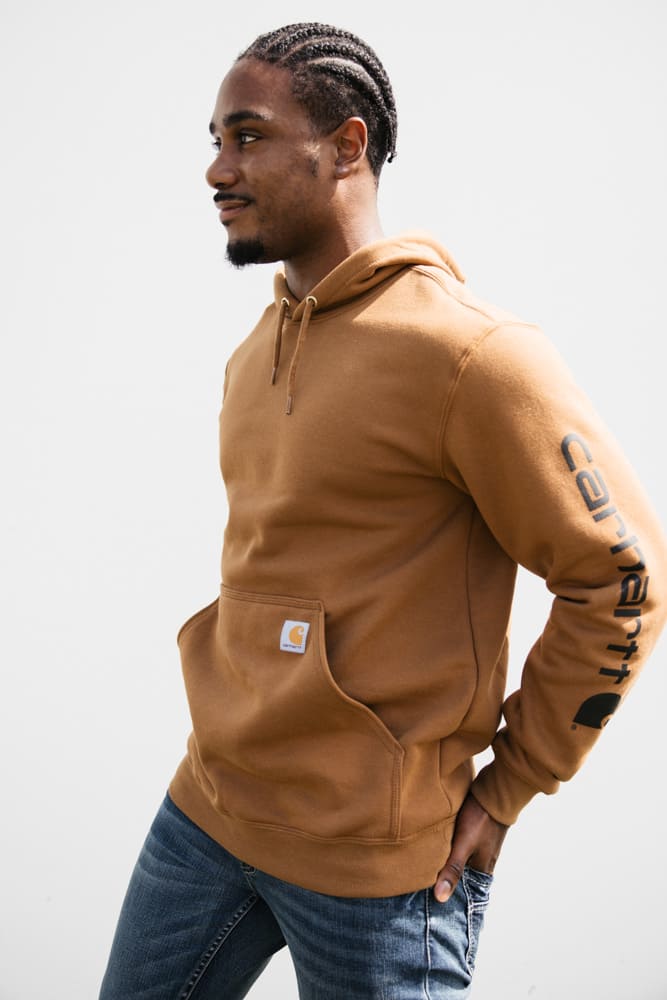 Carhartt Brown Carhartt Hoodie Sale Mens Carhartt Logo Sleeve