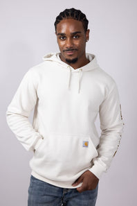 Carhartt Logo Sleeve Hoodie for Men in Malt White