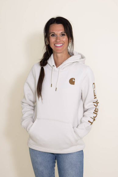 Carhartt Logo Sleeve Midweight Hoodie for Women in White