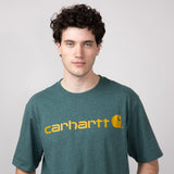 Carhartt Loose Fit Heavyweight Logo Graphic Short Sleeve T-Shirt for Men in Balsam