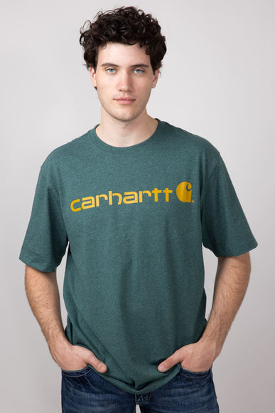 Carhartt Loose Fit Heavyweight Logo Graphic Short Sleeve T-Shirt for Men in Balsam