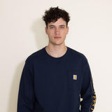 Carhartt Loose Fit Heavyweight Long Sleeve Dog Graphic T-Shirt for Men in Navy