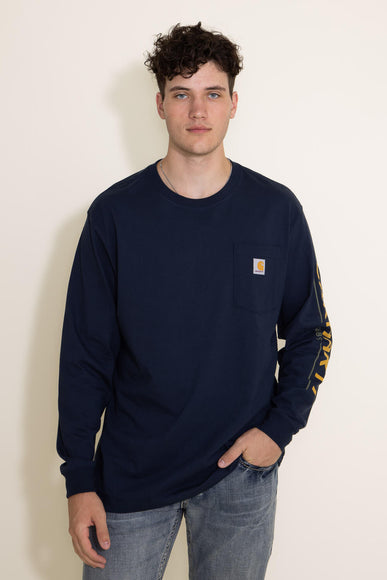 Carhartt Loose Fit Heavyweight Long Sleeve Dog Graphic T-Shirt for Men in Navy