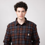 Carhartt Loose Fit Heavyweight Plaid Flannel Shirt for Men in Mocha