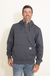 Carhartt Rain Defender Loose Fit Heavyweight 1/4 Zip Hoodie for Men in Carbon Grey