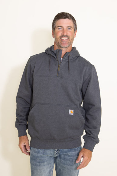 Carhartt Rain Defender Loose Fit Heavyweight 1/4 Zip Hoodie for Men in Carbon Grey