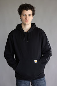 Carhartt Rain Defender Midweight Logo Sleeve Hoodie for Men in Black