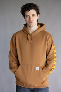 Carhartt Rain Defender Midweight Logo Sleeve Hoodie for Men in Brown | 107030-BRN BROWN