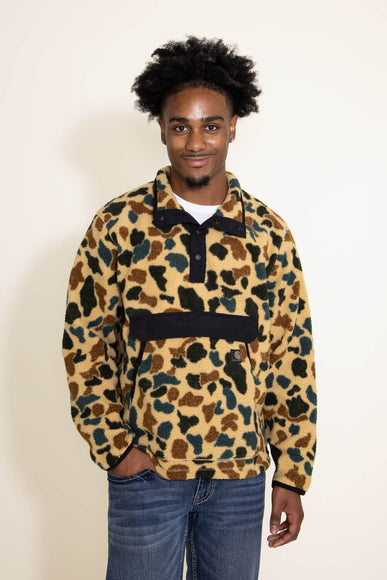Carhartt Relaxed Fit Fleece Pullover for Men in Tan Camo