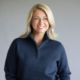 Carhartt Relaxed Fit Quarter Zip Mock Neck Sweatshirt for Women in Navy