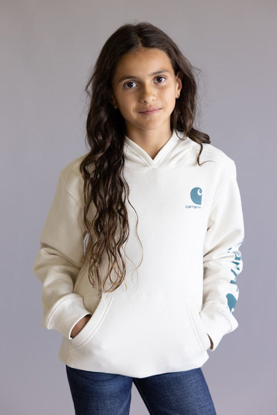 Carhartt Youth Classic Pullover Hoodie for Girls in Light Beige
