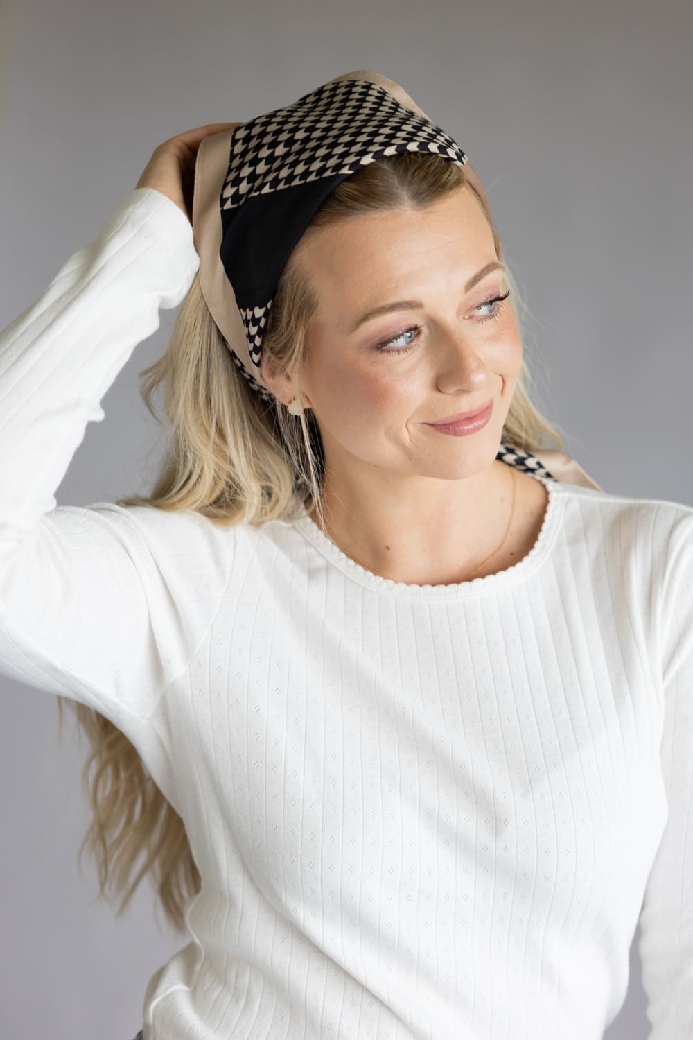 Chevron Silk Scarf for Women in Brown