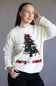 Christmas Tree Bow Sweater for Women in Cream