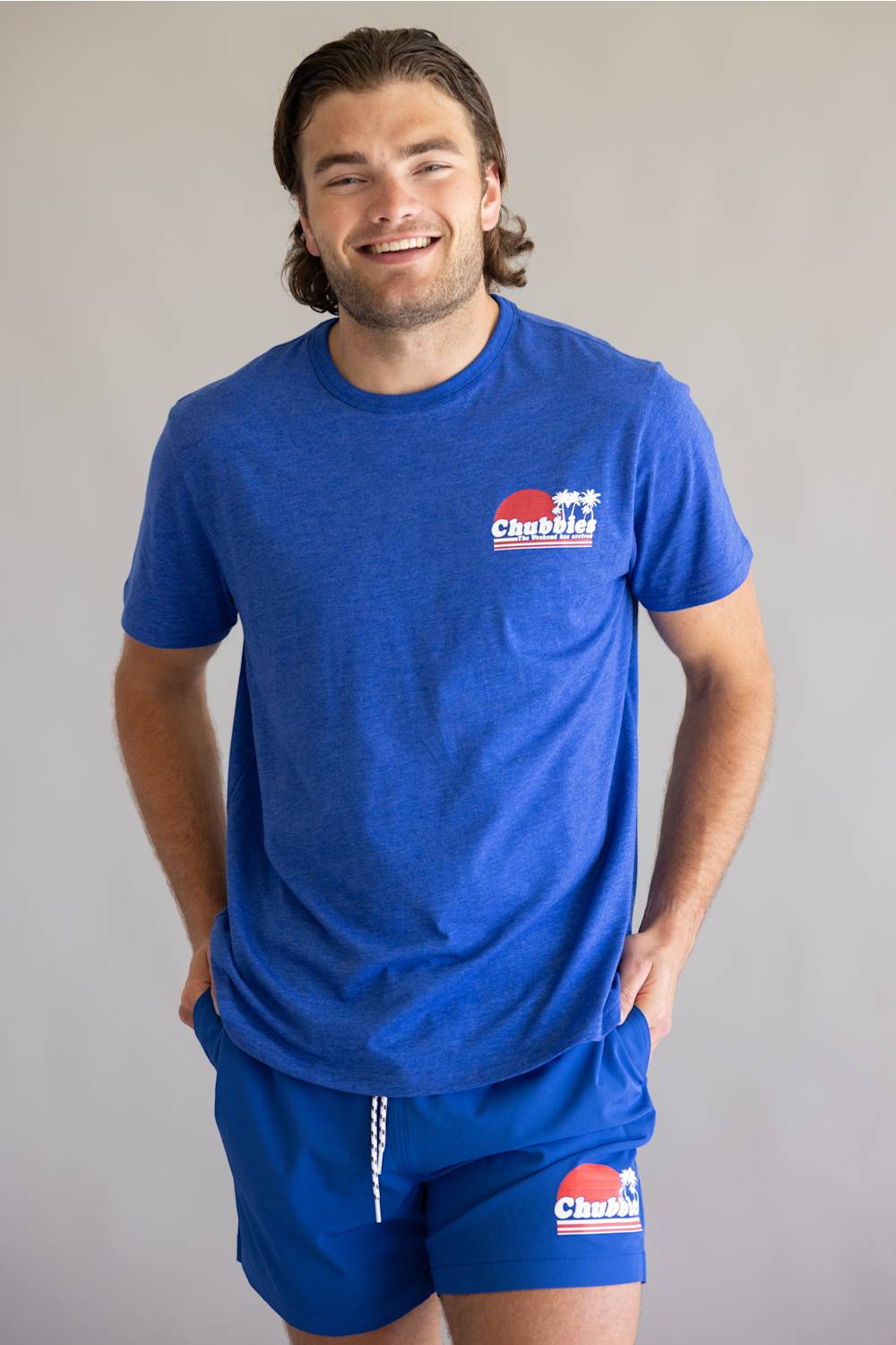 Chubbies Ol’ College Try T-Shirt for Men in Bright Blue