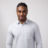 Civil Society Nick Model Knit Button Up Shirt for Men in Heather Gray