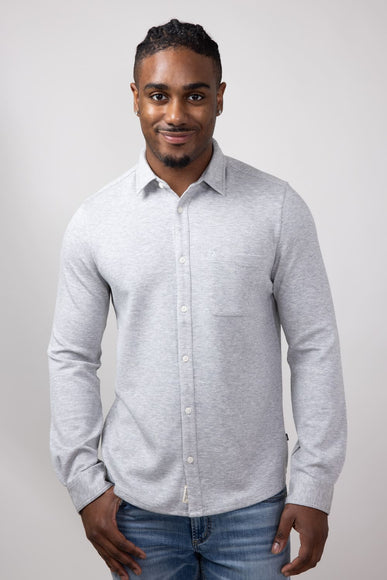 Civil Society Nick Model Knit Button Up Shirt for Men in Heather Gray