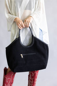Corduroy Hobo Bag for Women in Black