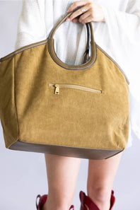Corduroy Hobo Bag for Women in Taupe