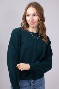 Crewneck Sweater for Women in Dark Green