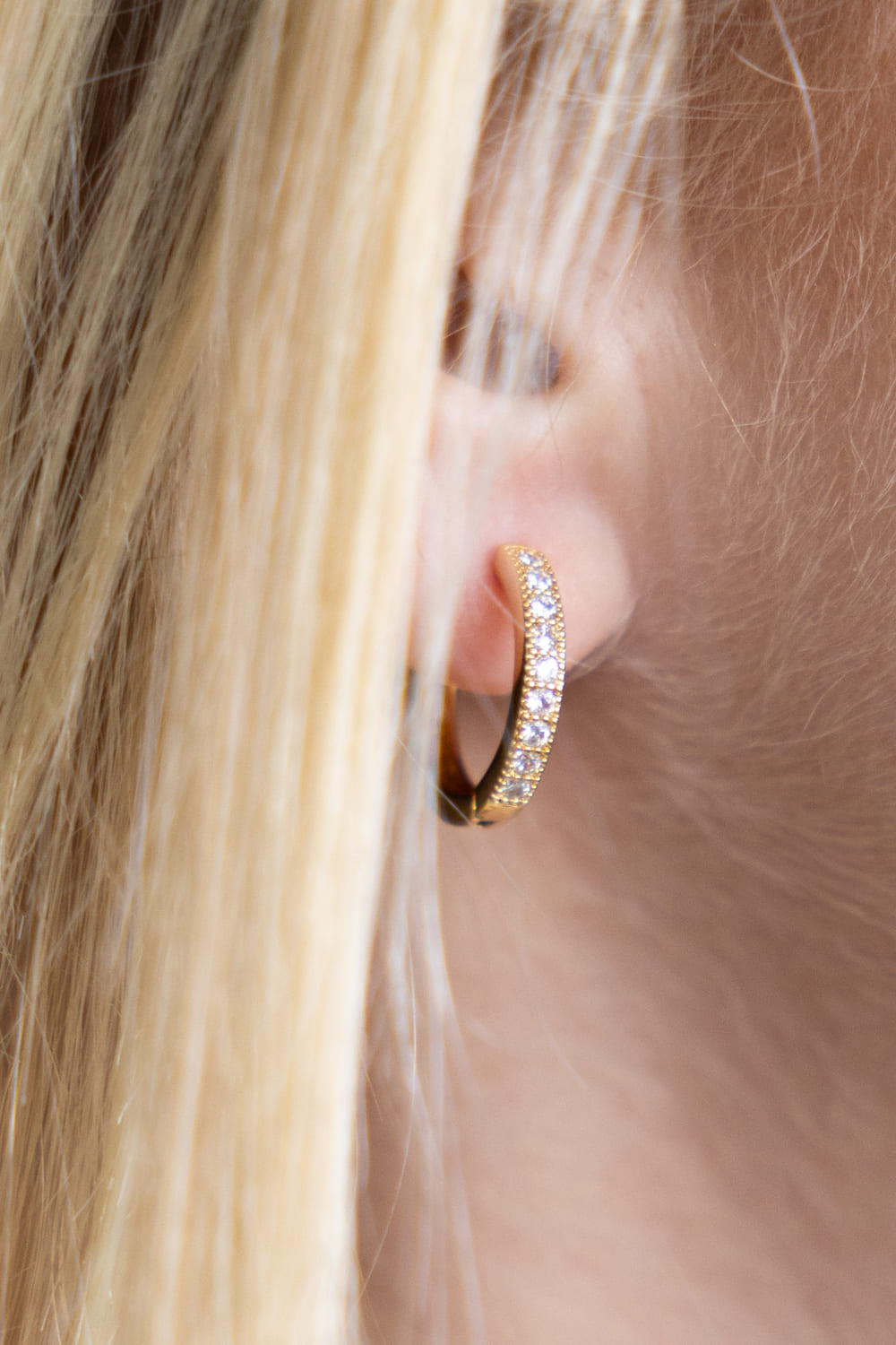 Cubic Zirconia Huggie Hoop Earrings for Women in Gold