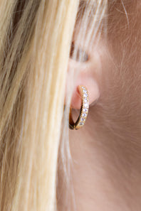 Cubic Zirconia Huggie Hoop Earrings for Women in Gold