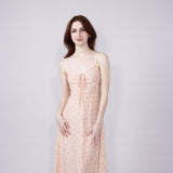 Floral Print Ruched Midi Dress for Women in Rose
