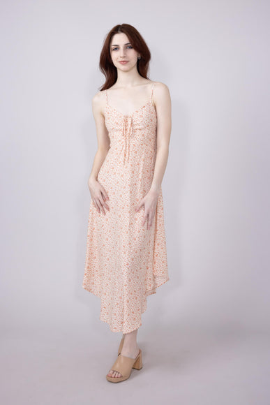 Floral Print Ruched Midi Dress for Women in Rose