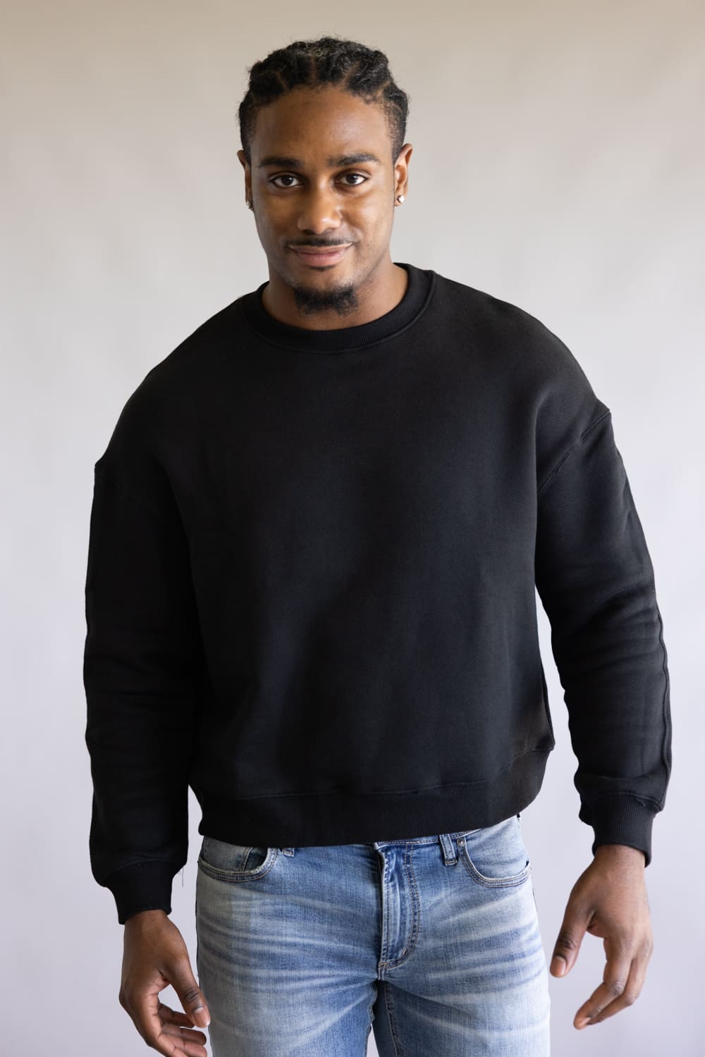 Denim & Flower Bandana Back Crewneck for Men in Black