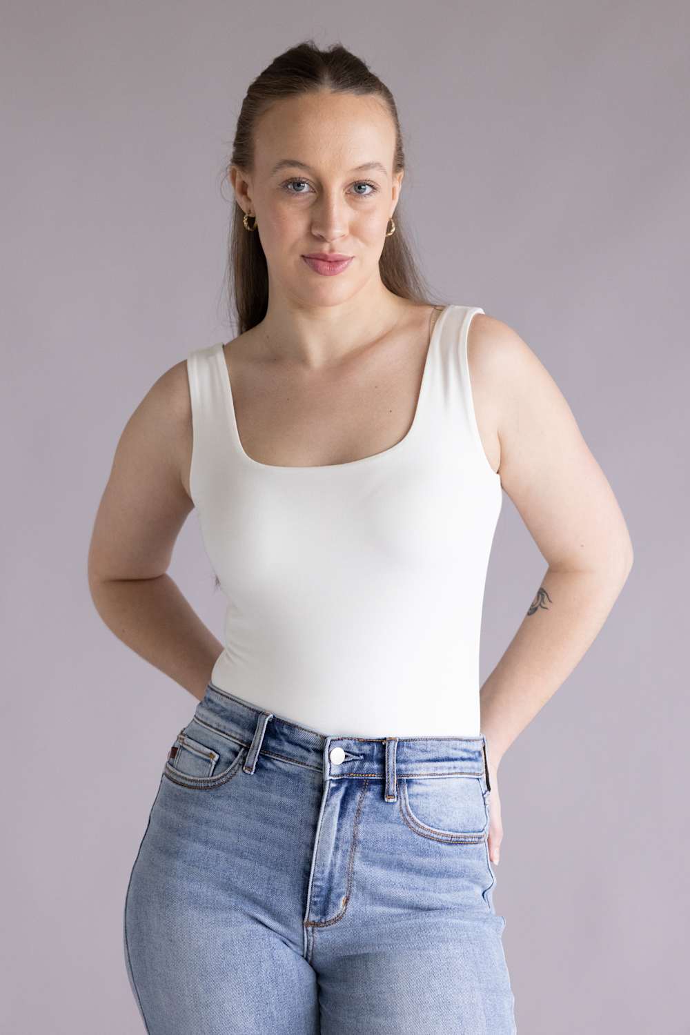 Final Touch Double Layer Tank Top for Women in White