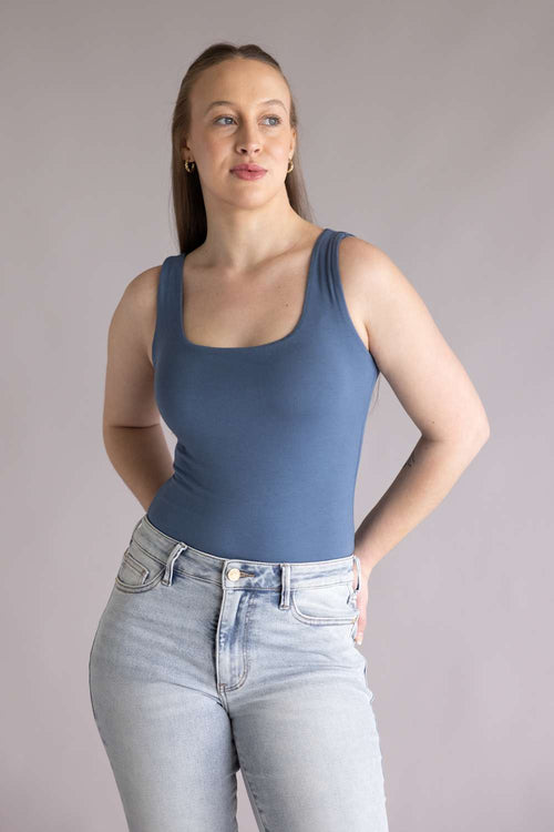 Final Touch Double Layer Tank Top for Women in Slate