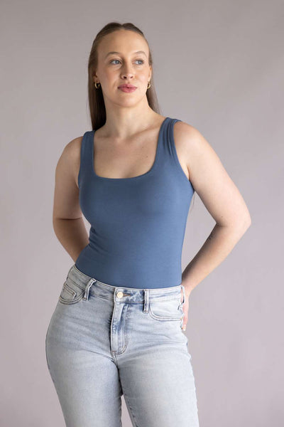 Final Touch Double Layer Tank Top for Women in Slate | VT16608