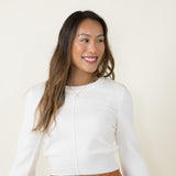 Ribbed Sleeve Sweater for Women in Off White