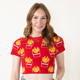 French Fry Crop Top for Women in Red