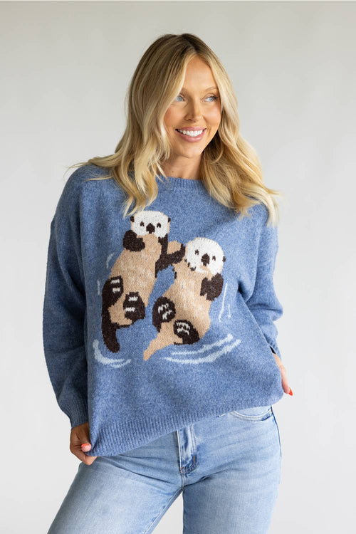 Debut Otter Knit Sweater for Women in Blue