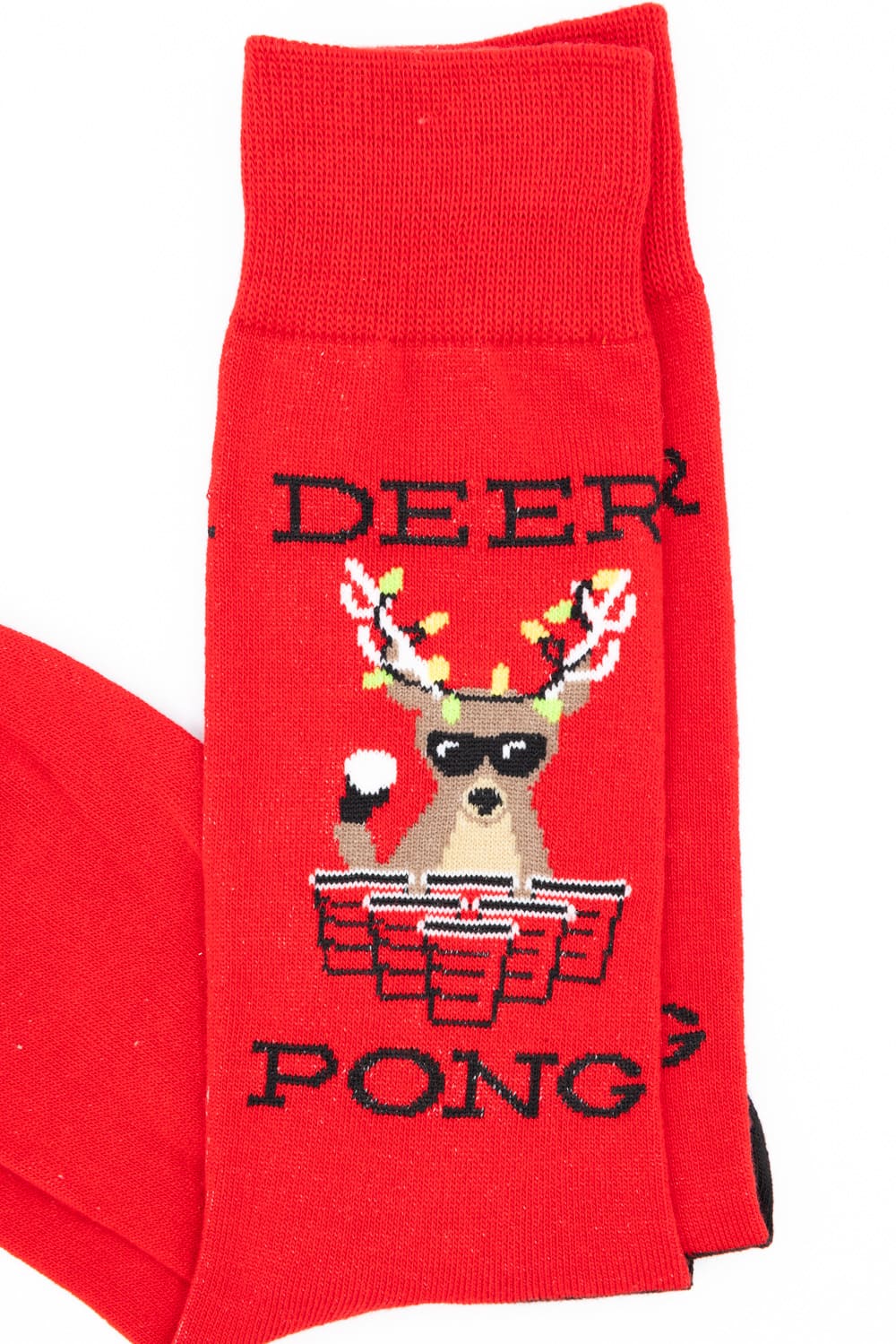 Deer Pong Crew Socks for Men in Red