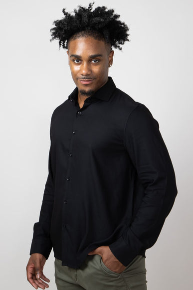 Denim & Flower Stretch Button Up Shirt for Men in Black