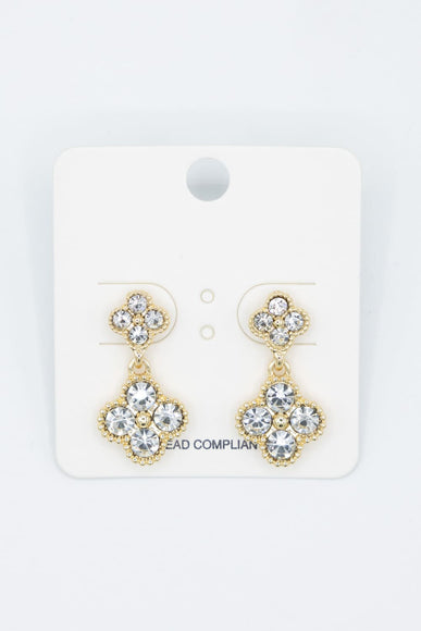 Double Crystal Dangle Clover Earrings